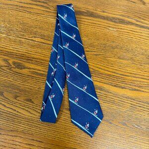Vintage Men's Blue Skiing Santa Christmas Tie